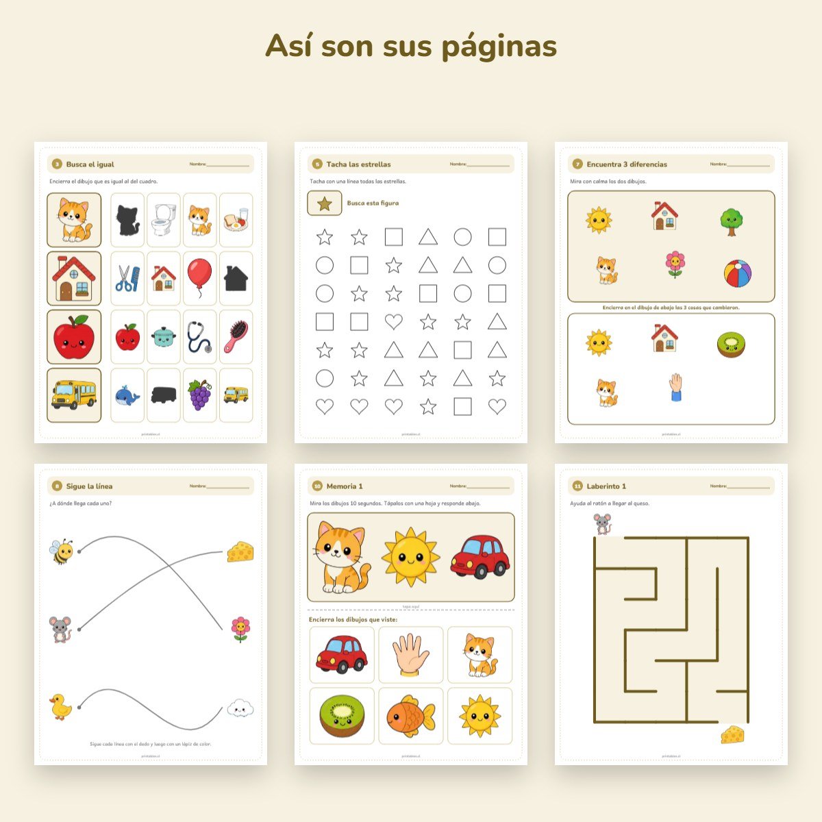 Páginas de muestra: Cuaderno de apoyo: Atención y concentración