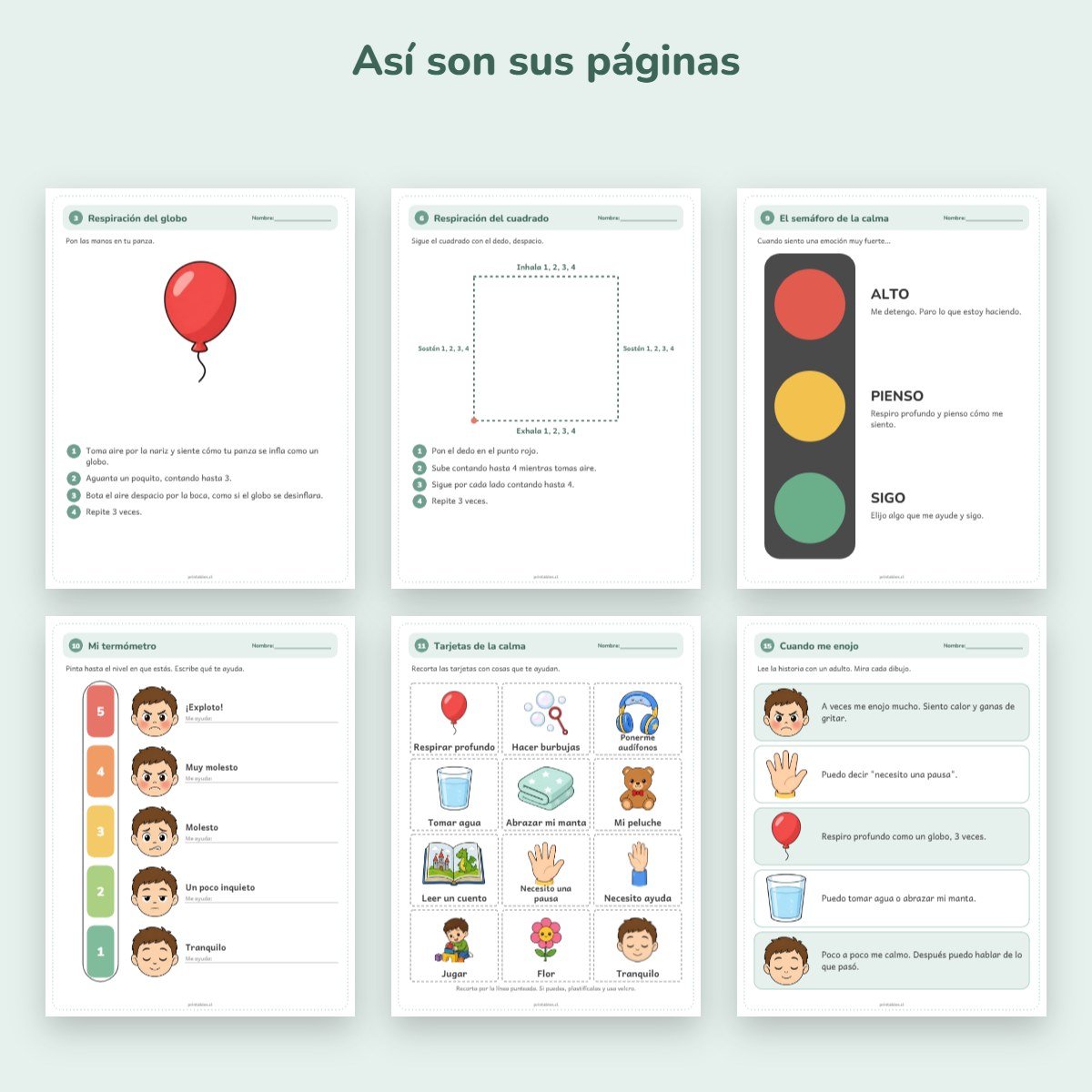 Páginas de muestra: Cuaderno de apoyo: Calma y autorregulación