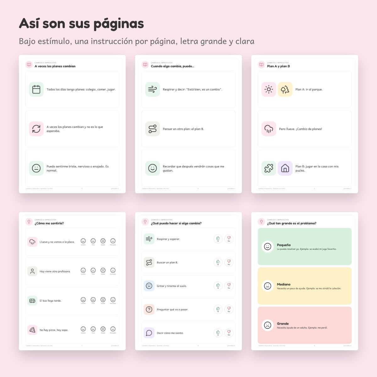 Páginas de Cuaderno de apoyo: Cambios e imprevistos