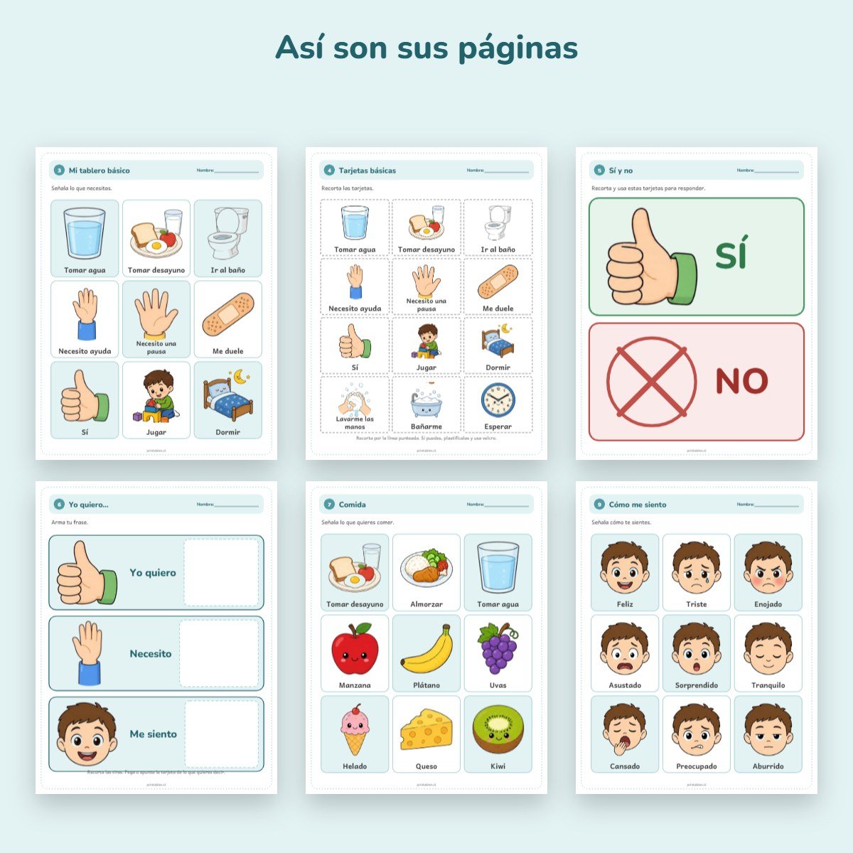 Páginas de muestra: Cuaderno de apoyo: Comunicación con pictogramas