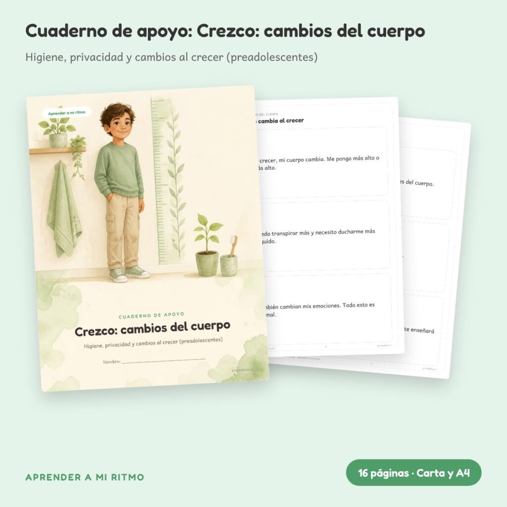 Cuaderno de apoyo: Crezco: cambios del cuerpo