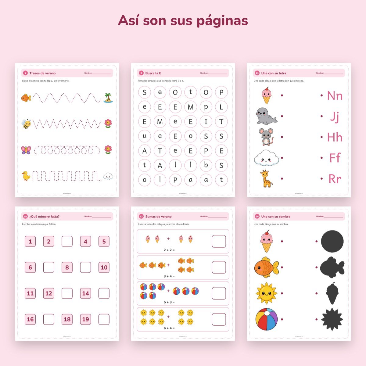 Páginas de muestra: Cuaderno de vacaciones: repaso de Kínder