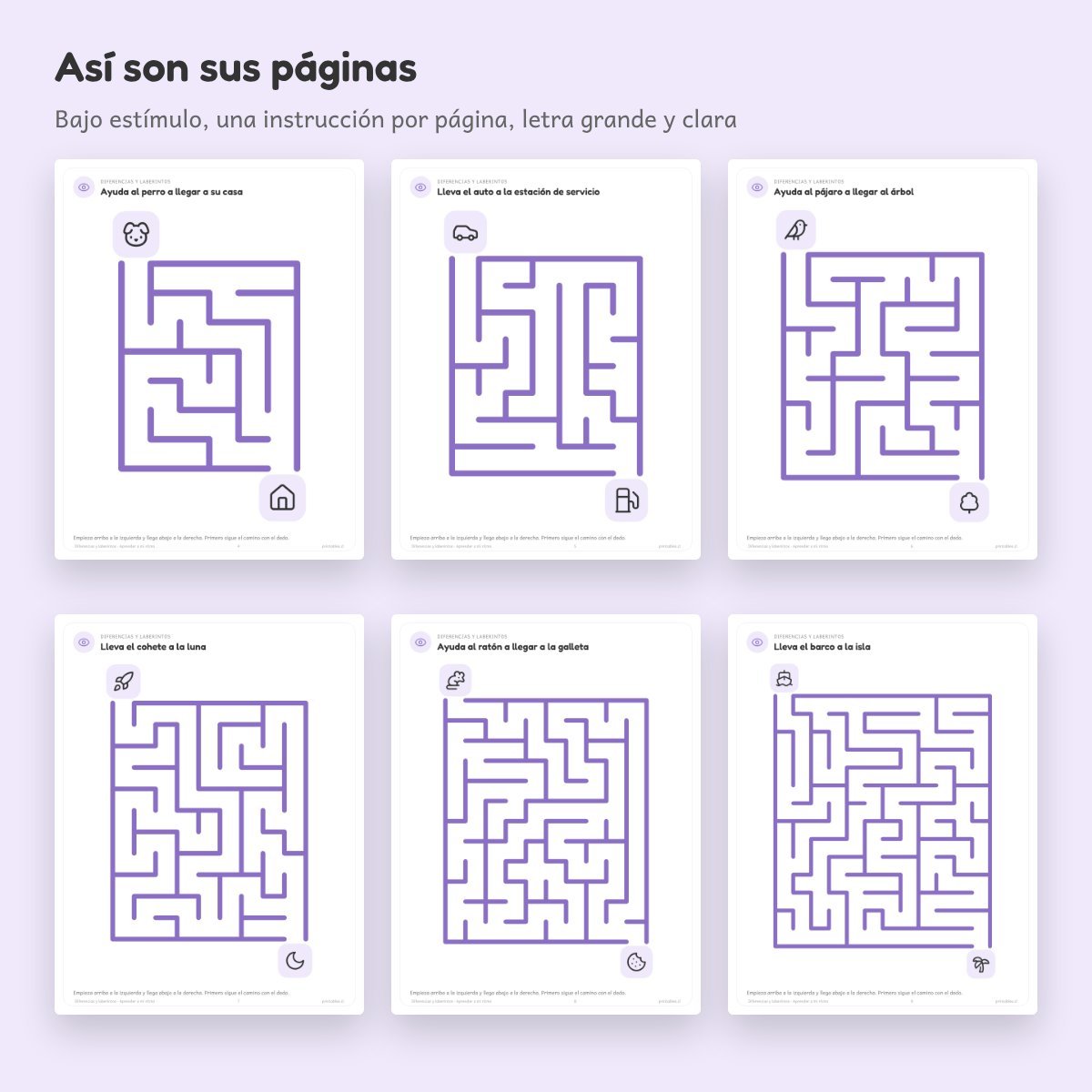 Páginas de Cuaderno de apoyo: Diferencias y laberintos