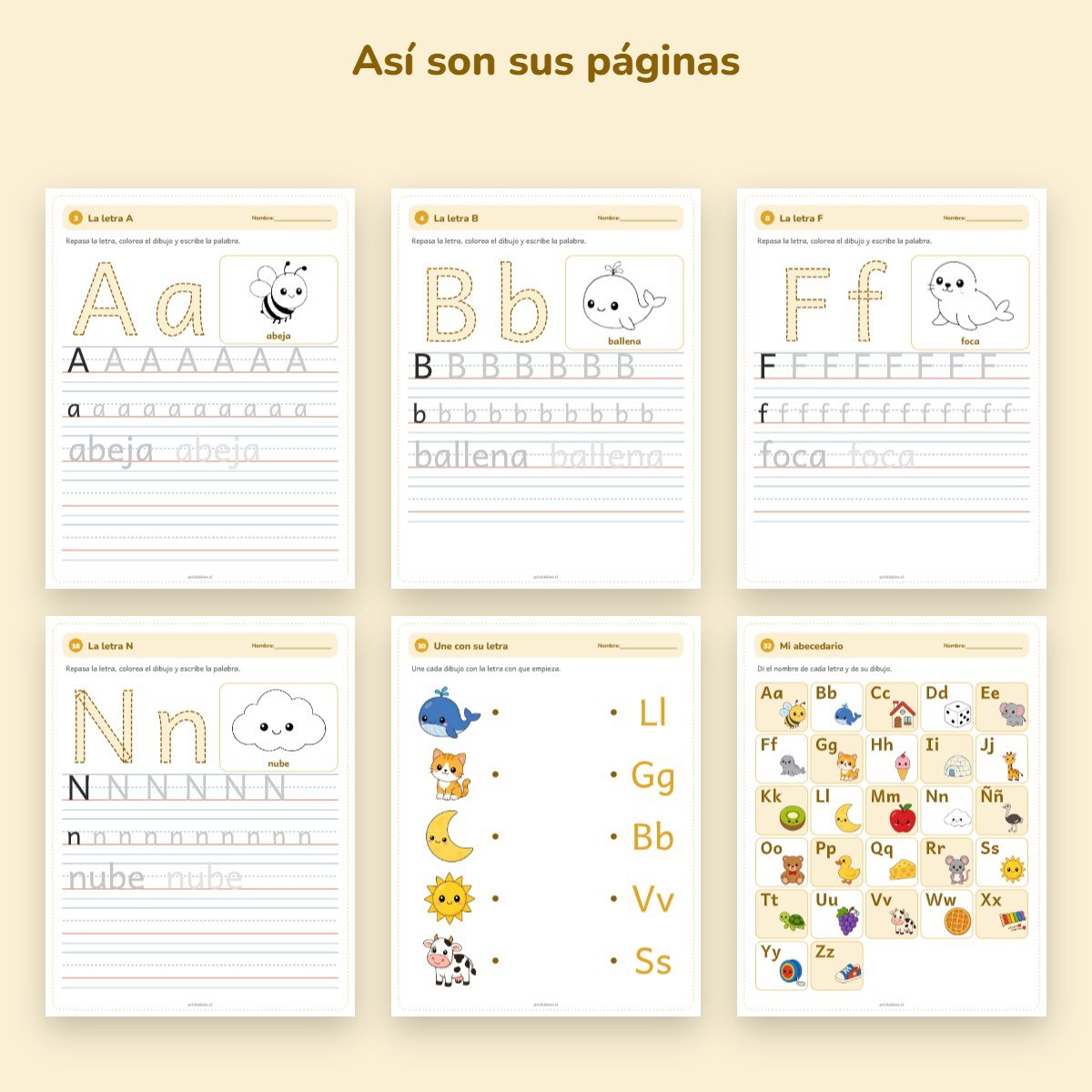 Páginas de muestra: Cuaderno de actividades: El abecedario (Kínder)