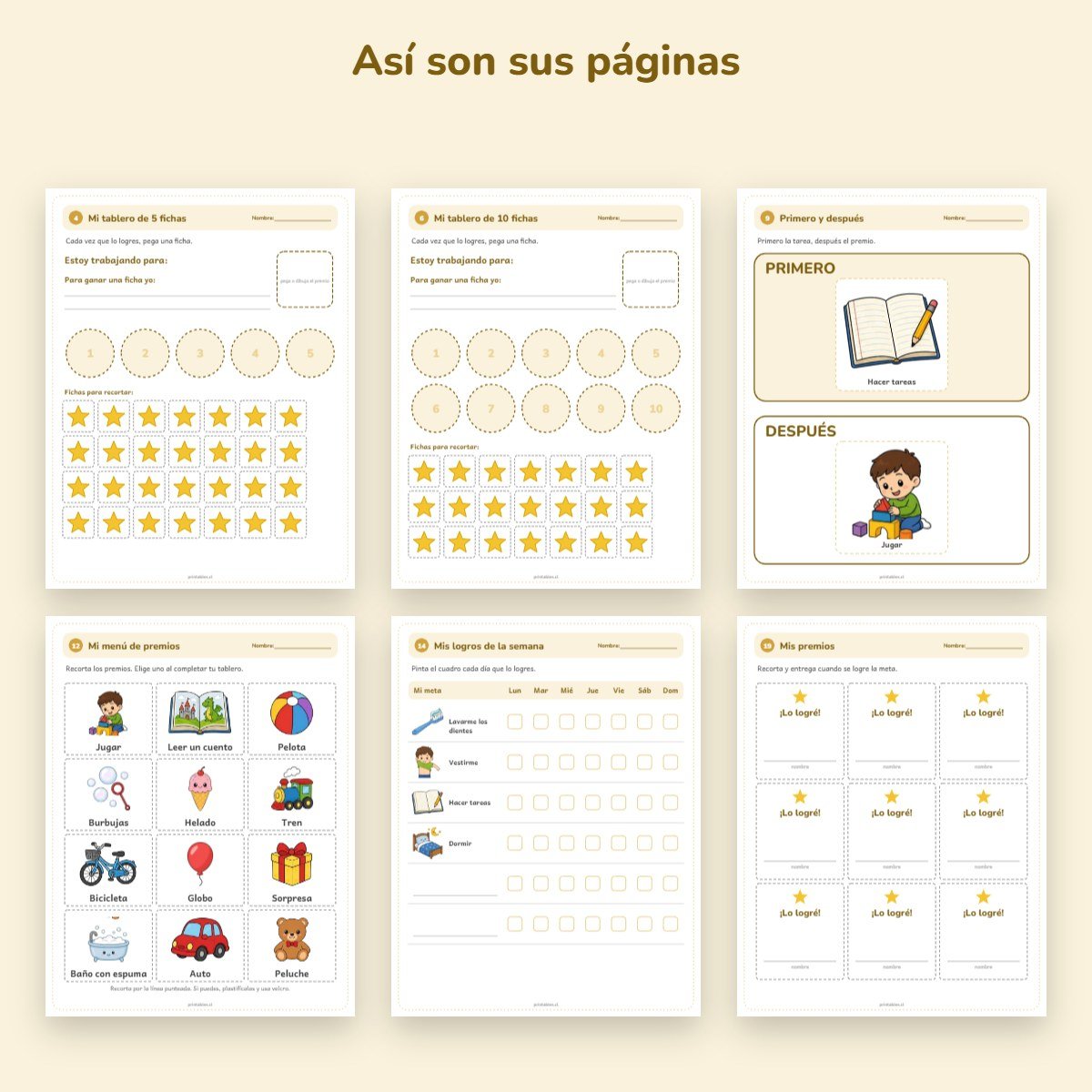 Páginas de muestra: Cuaderno de apoyo: Fichas y refuerzo positivo
