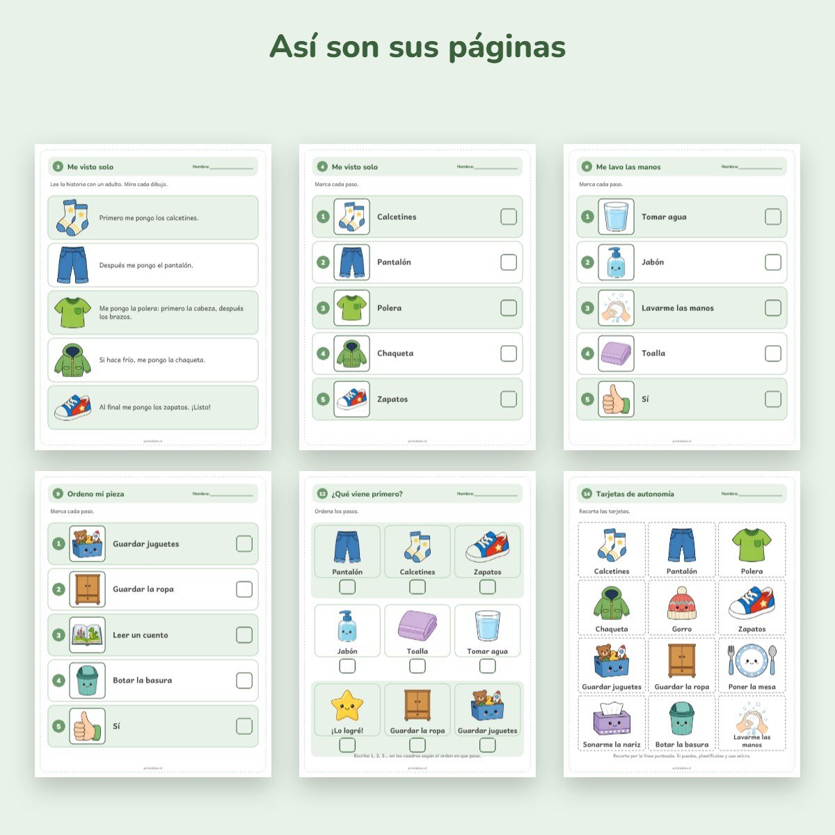 Páginas de muestra: Cuaderno de apoyo: Hago cosas solo