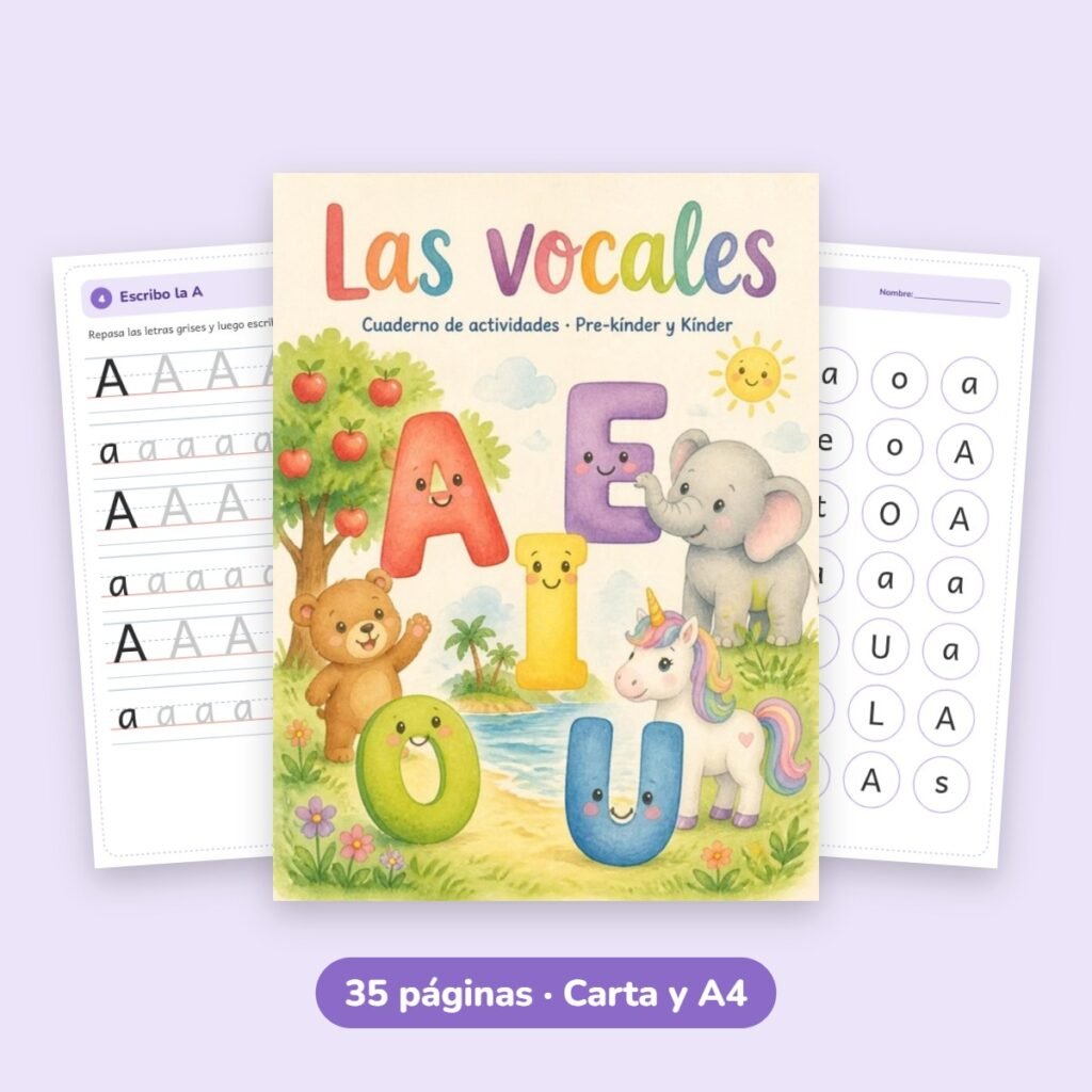 Cuaderno de actividades: Las vocales (Pre-kínder y Kínder)