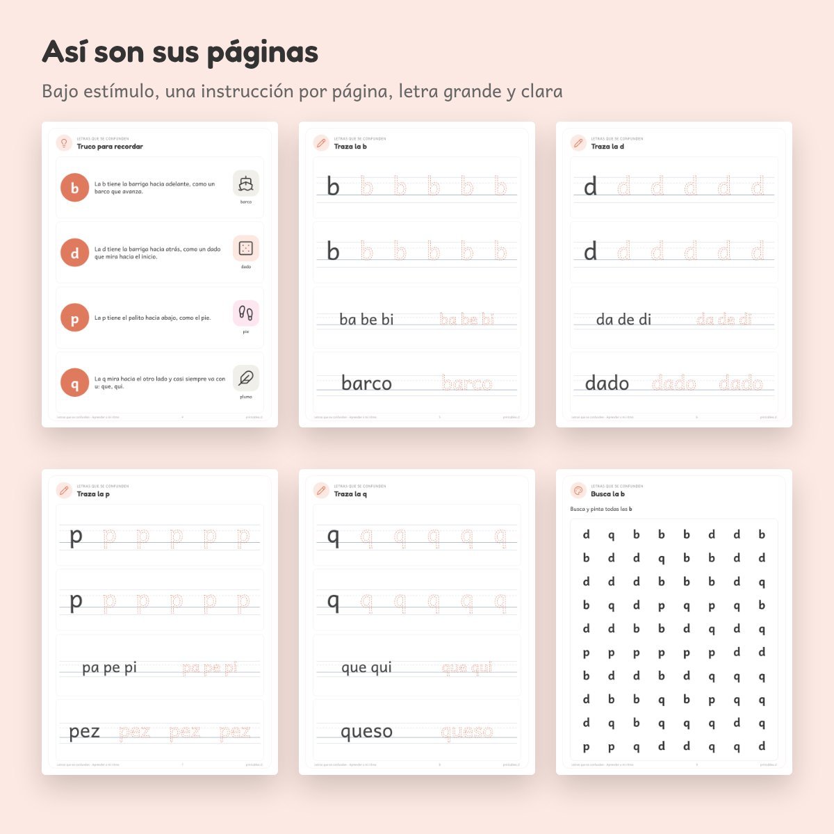 Páginas de Cuaderno de apoyo: Letras que se confunden