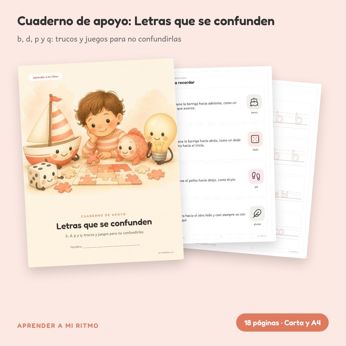 Cuaderno de apoyo: Letras que se confunden