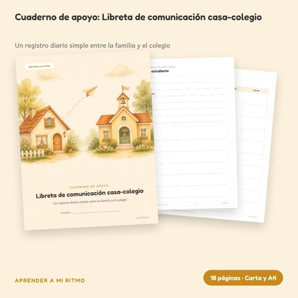 Cuaderno de apoyo: Libreta de comunicación casa-colegio