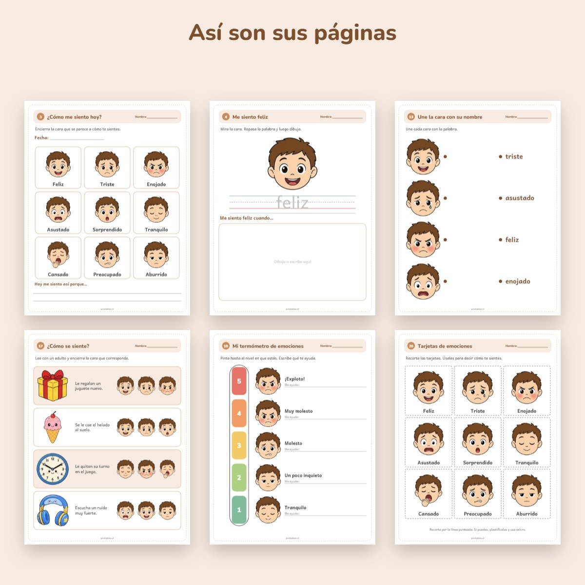 Páginas de muestra: Cuaderno de apoyo: Mis emociones