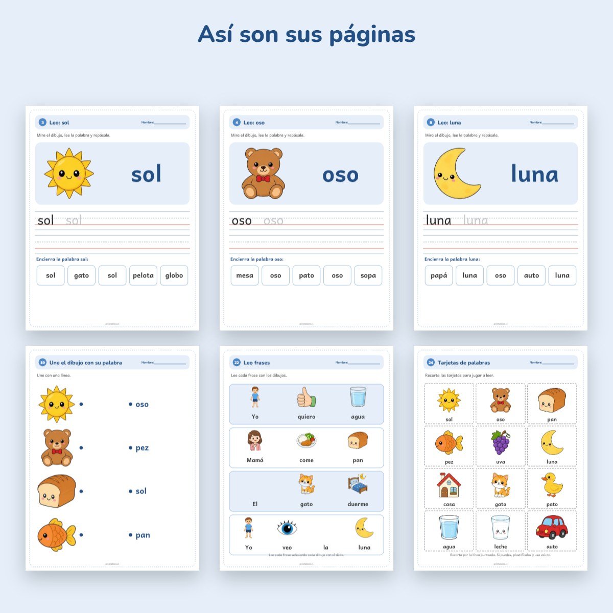 Páginas de muestra: Cuaderno de apoyo: Mis primeras palabras
