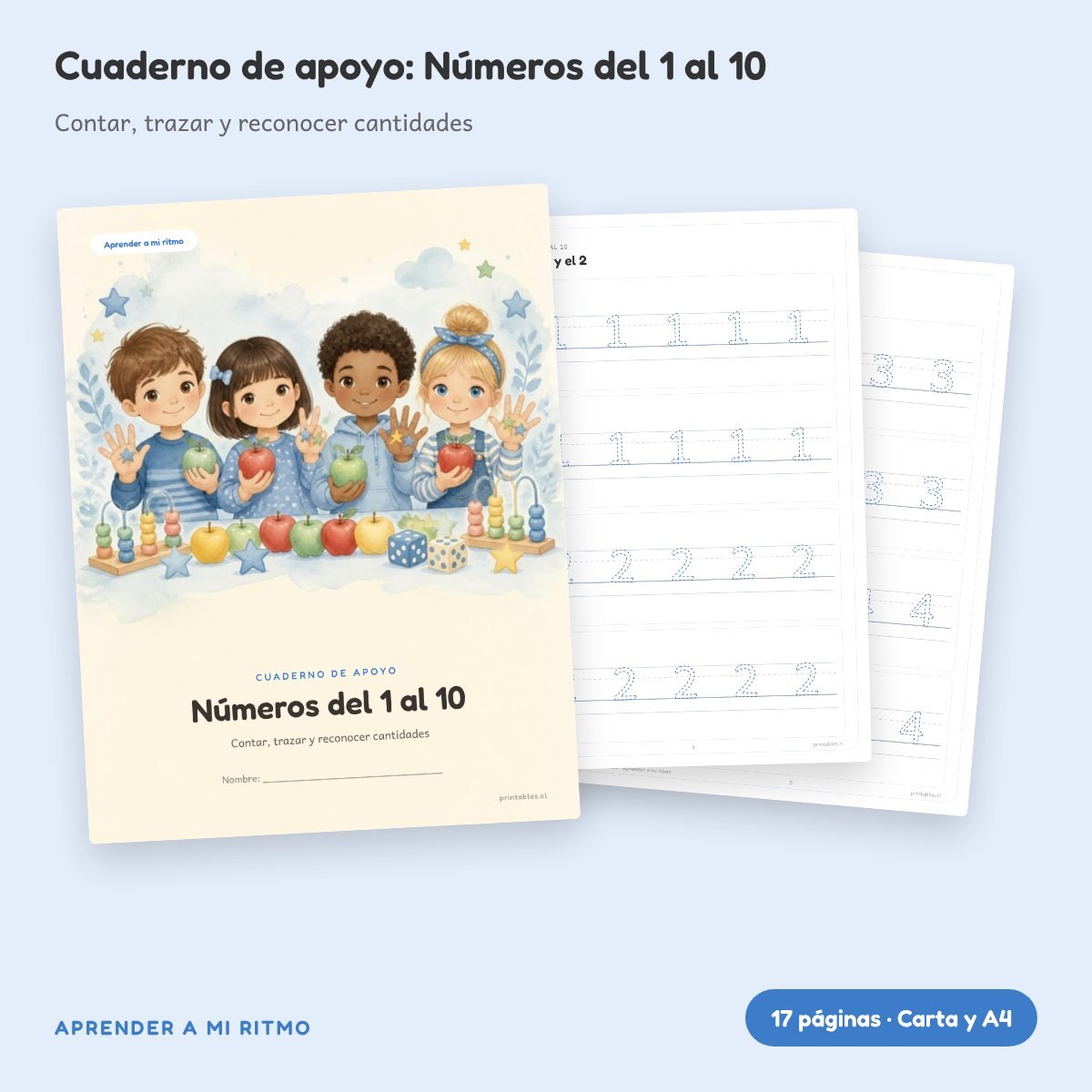 Cuaderno de apoyo: Números del 1 al 10