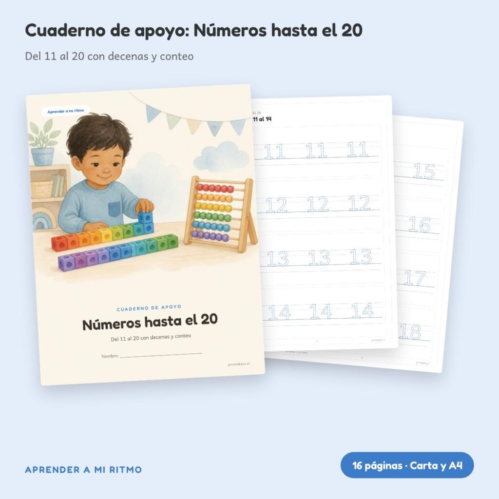 Cuaderno de apoyo: Números hasta el 20