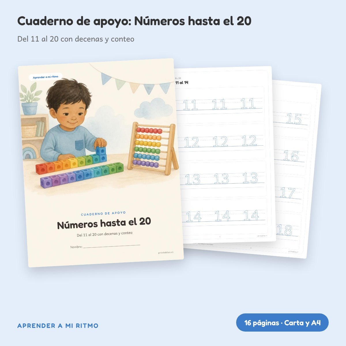 Cuaderno de apoyo: Números hasta el 20