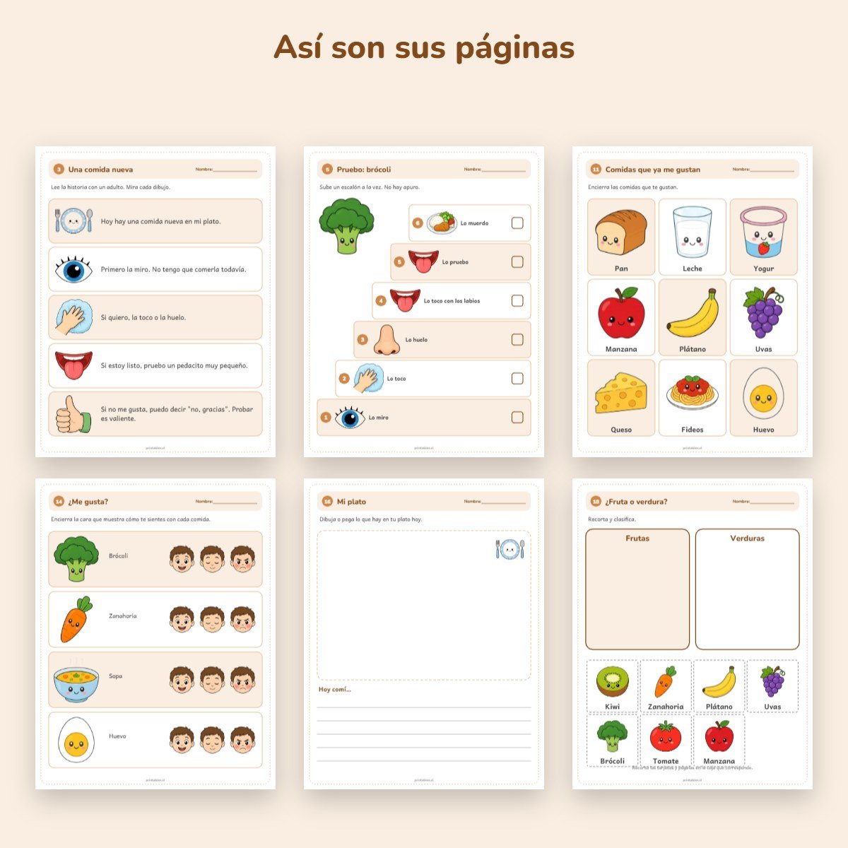 Páginas de muestra: Cuaderno de apoyo: Pruebo alimentos nuevos
