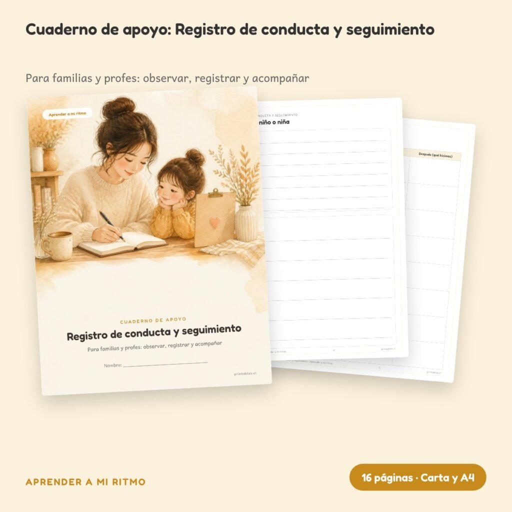 Cuaderno de apoyo: Registro de conducta y seguimiento