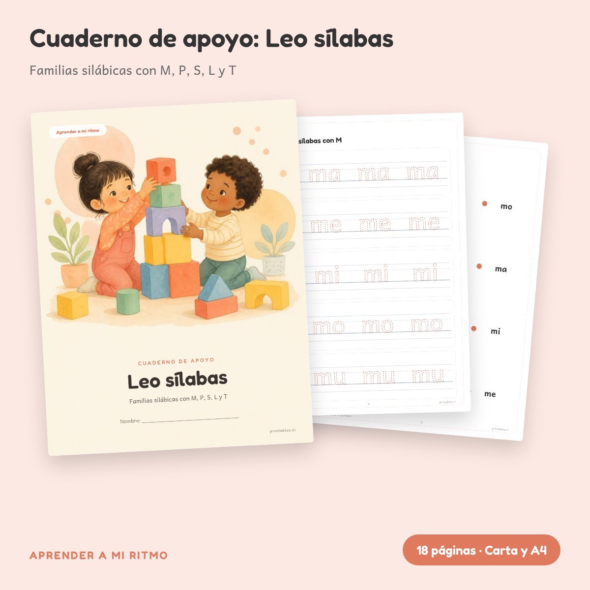 Cuaderno de apoyo: Leo sílabas