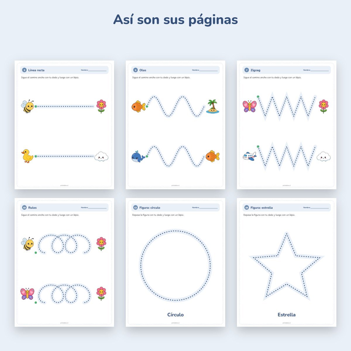 Páginas de muestra: Cuaderno de apoyo: Trazos XL