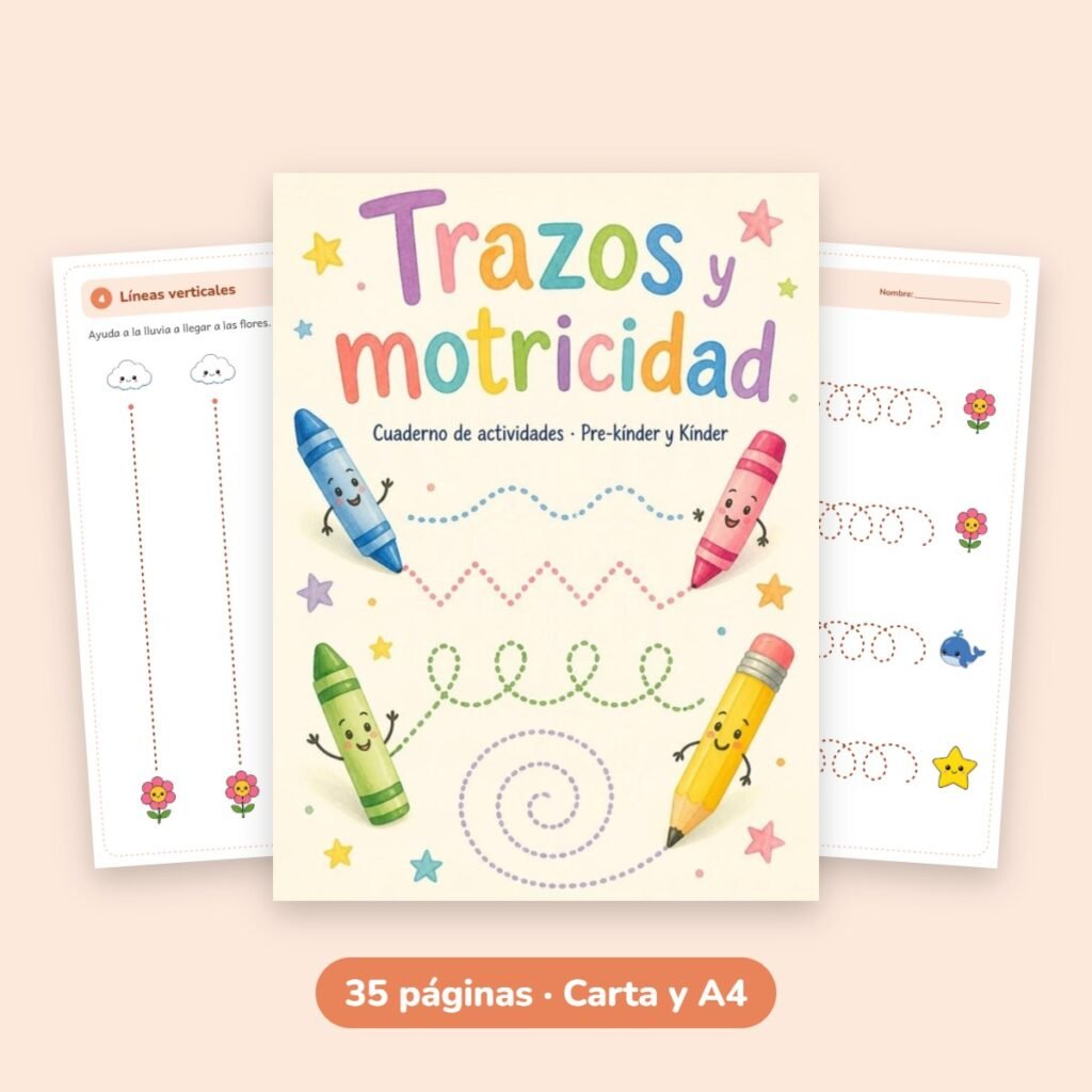 Cuaderno de actividades: Trazos y motricidad (Pre-kínder y Kínder)