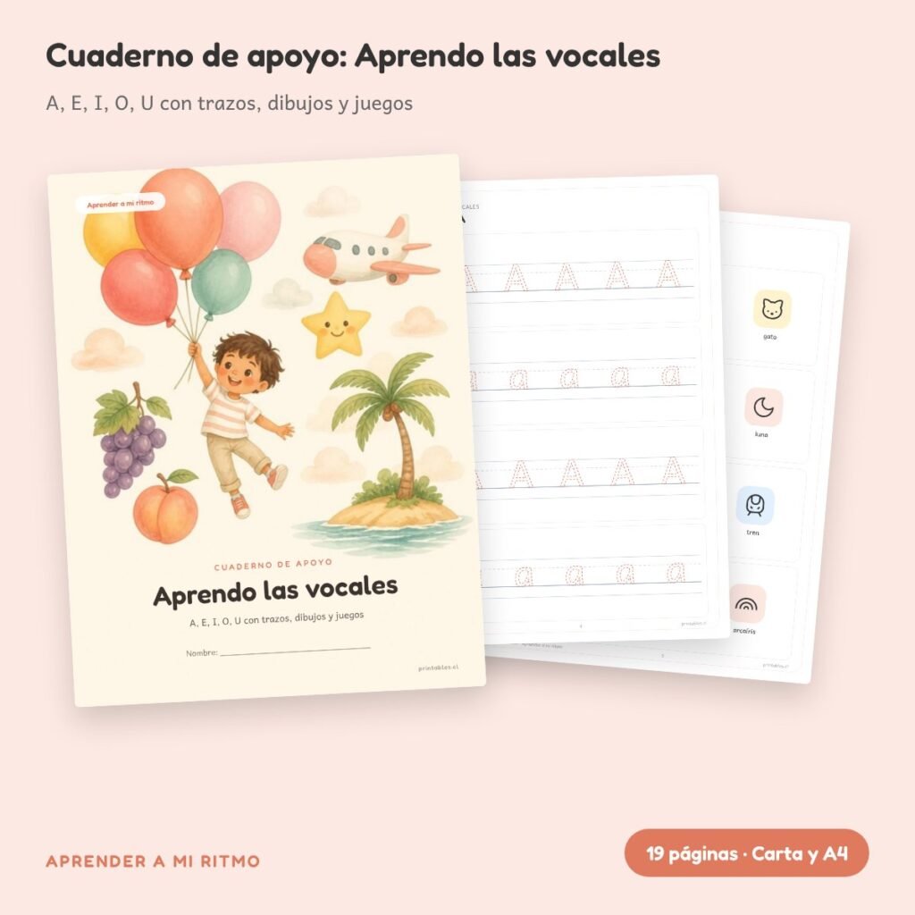 Cuaderno de apoyo: Aprendo las vocales