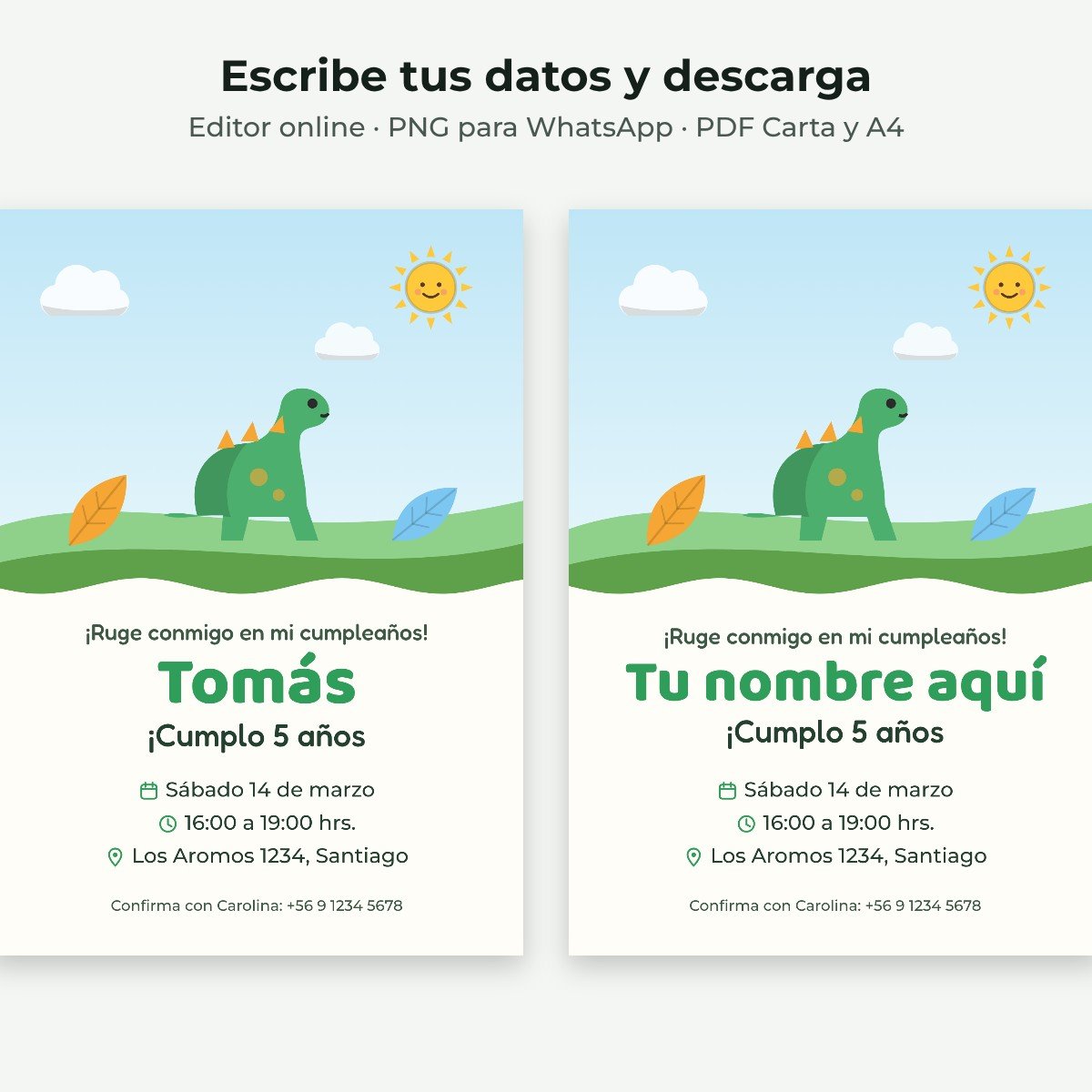 Ejemplo editable: Dinosaurios en la selva