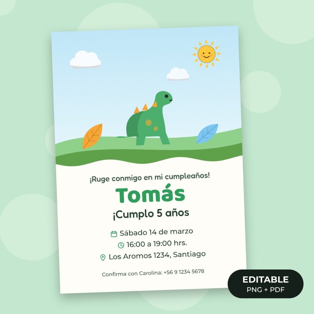Invitación editable: Dinosaurios en la selva
