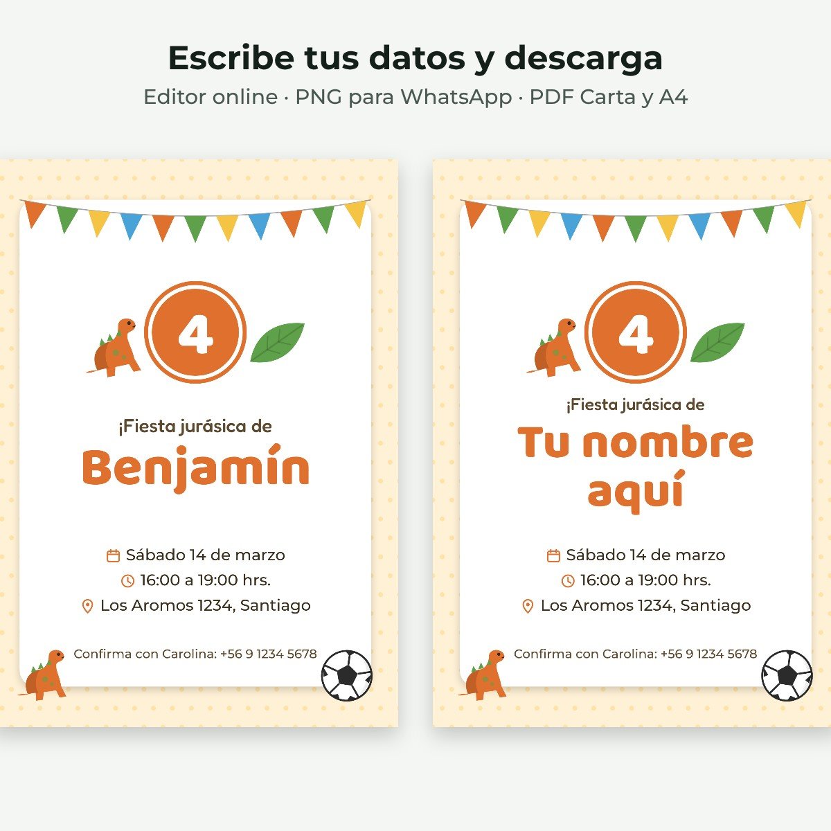 Ejemplo editable: Dino party