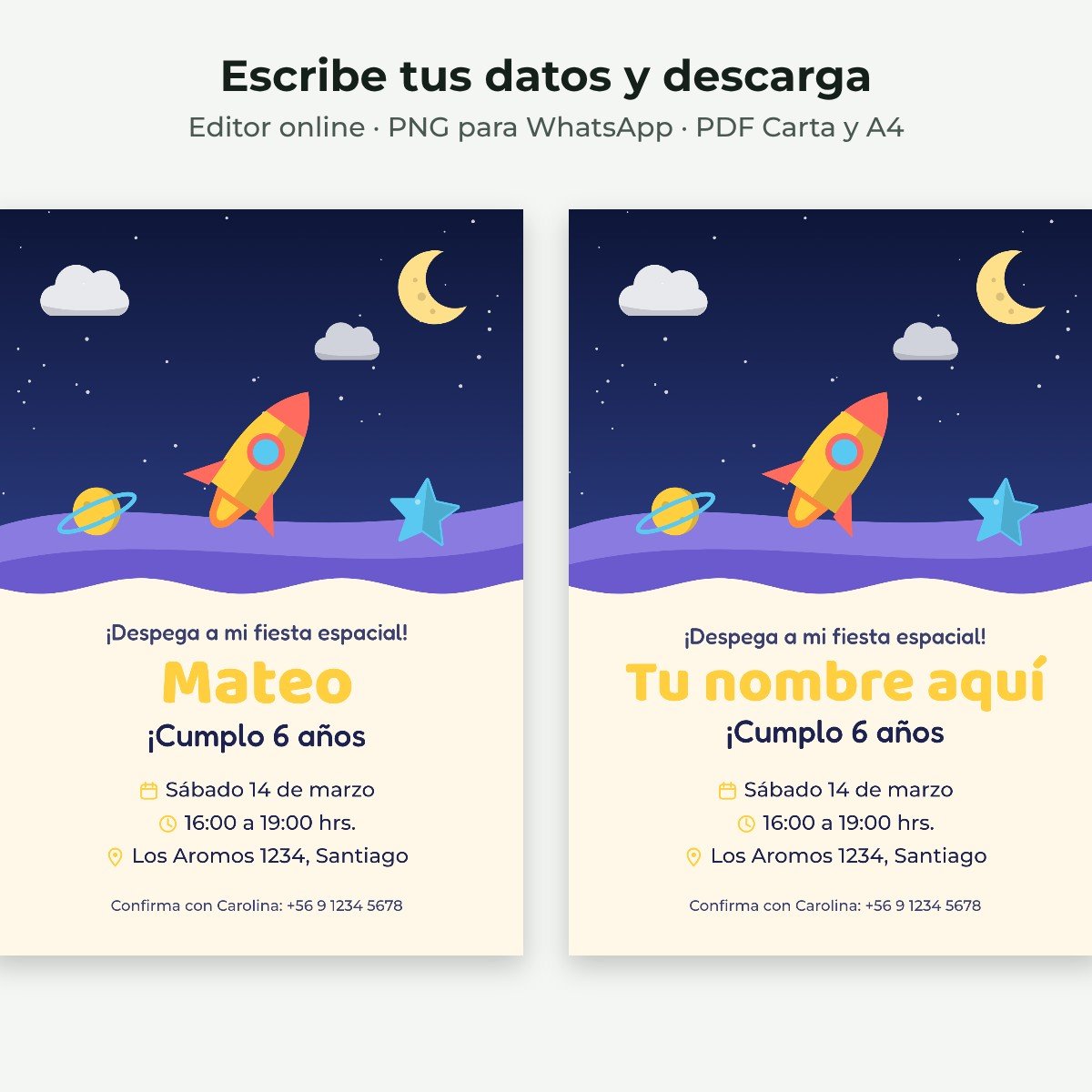 Ejemplo editable: Viaje al espacio