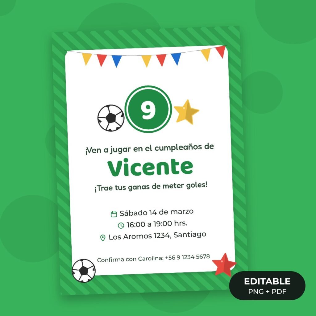 Invitación editable: Fútbol campeón