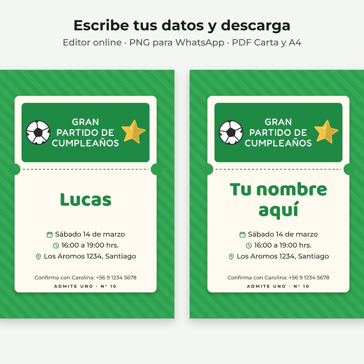Ejemplo editable: Gol de cumpleaños