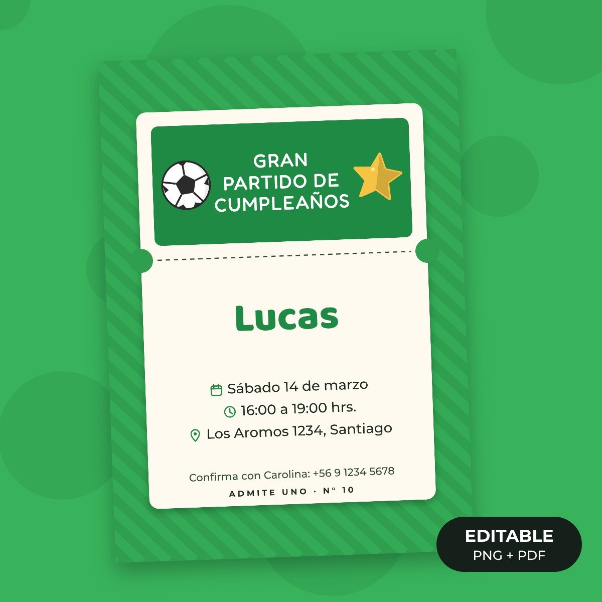 Invitación editable: Gol de cumpleaños
