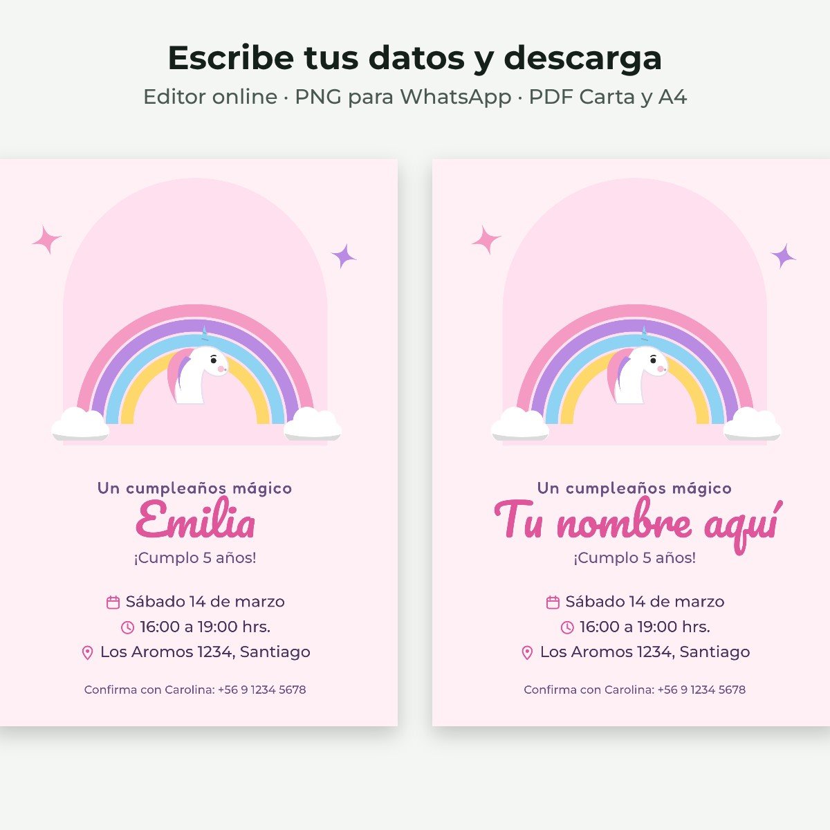 Ejemplo editable: Unicornio mágico