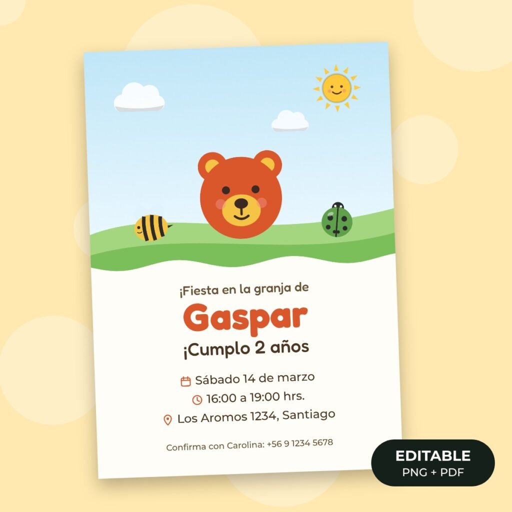 Invitación editable: Amigos de la granja