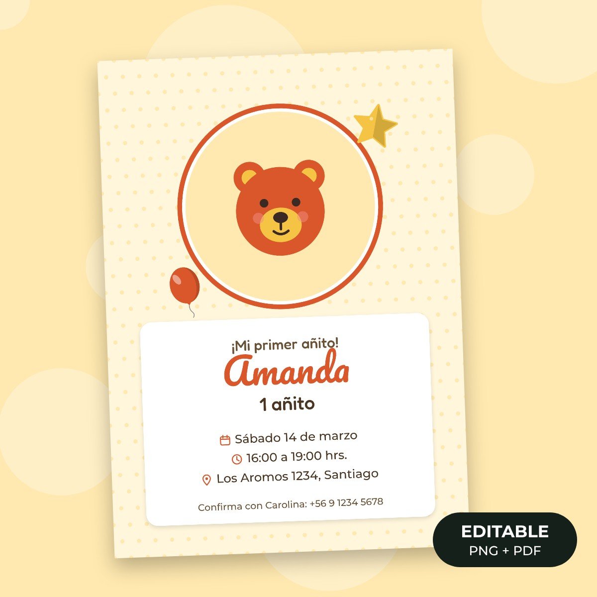 Invitación editable: Ositos tiernos