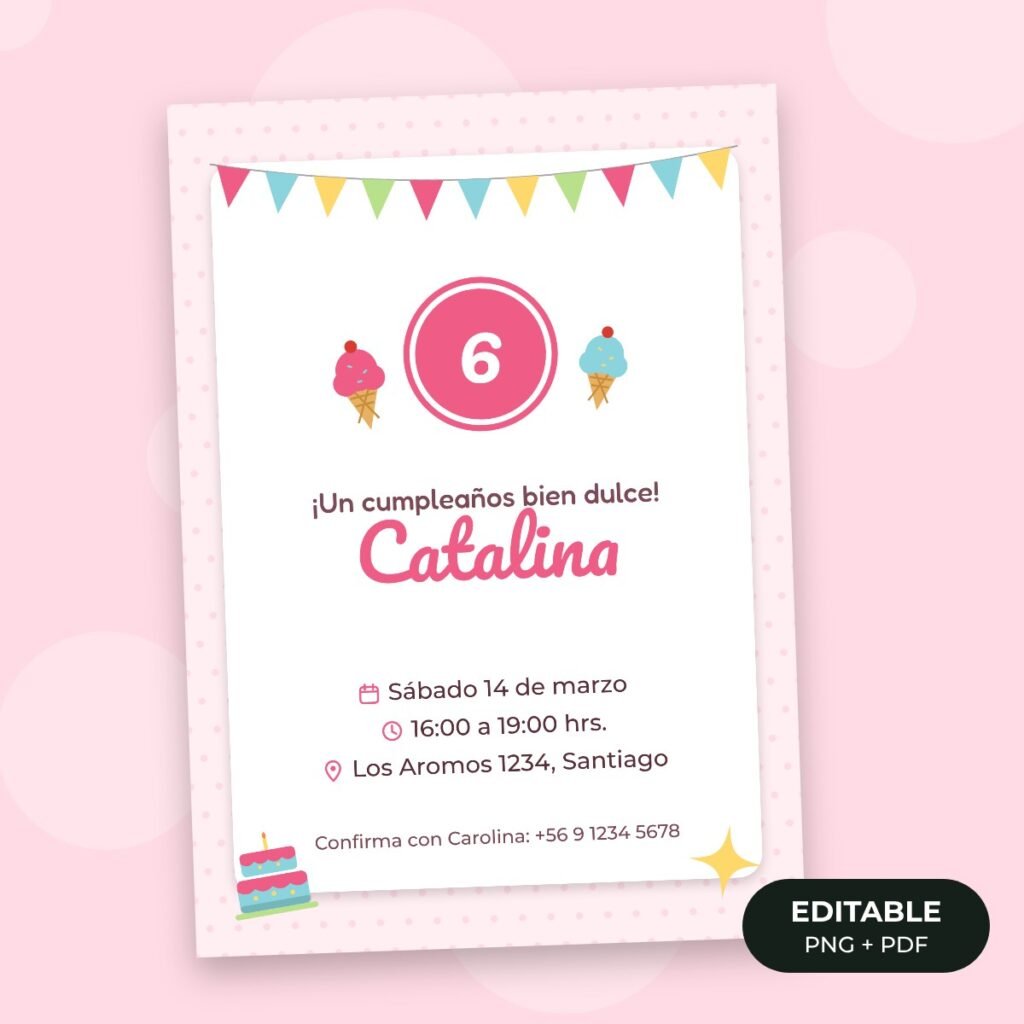 Invitación editable: Fiesta de helados
