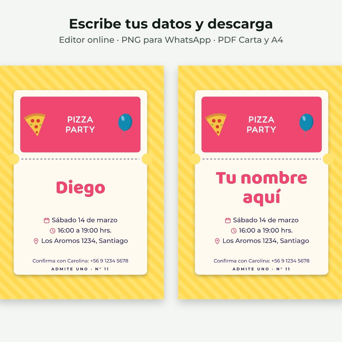 Ejemplo editable: Pizza party