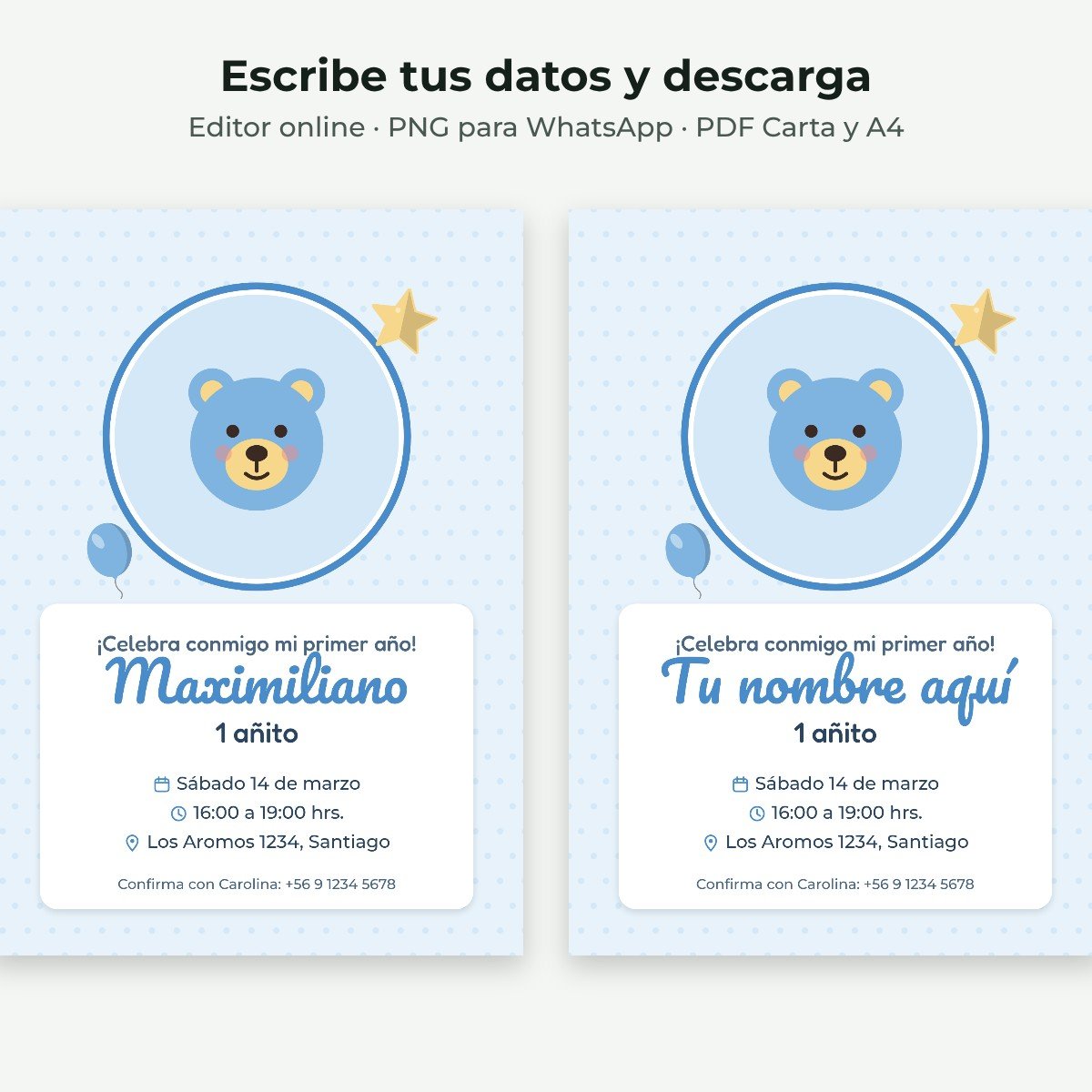 Ejemplo editable: Mi primer añito