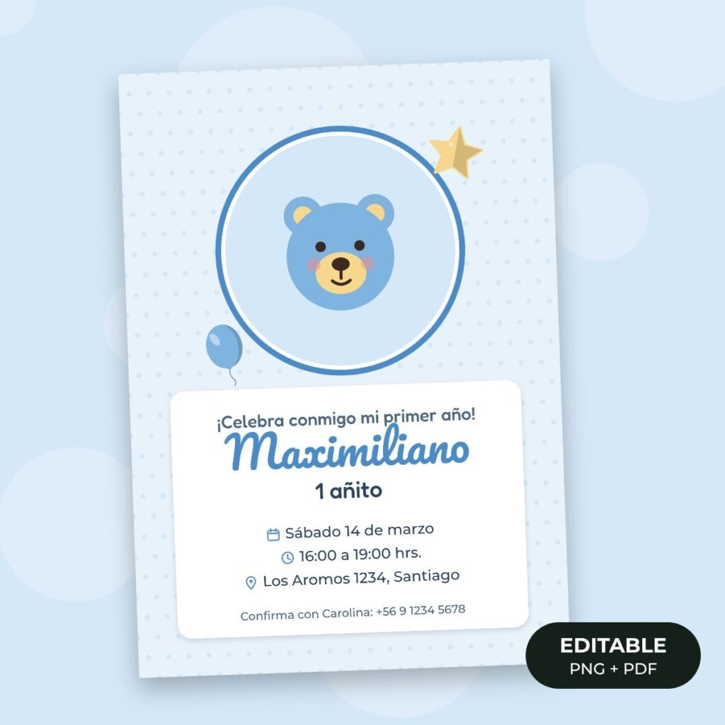 Invitación editable: Mi primer añito