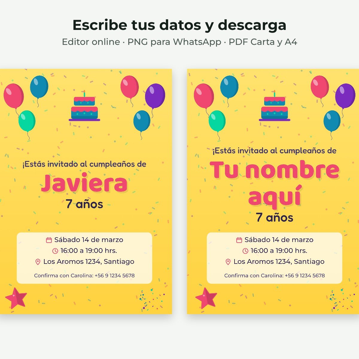 Ejemplo editable: Lluvia de globos