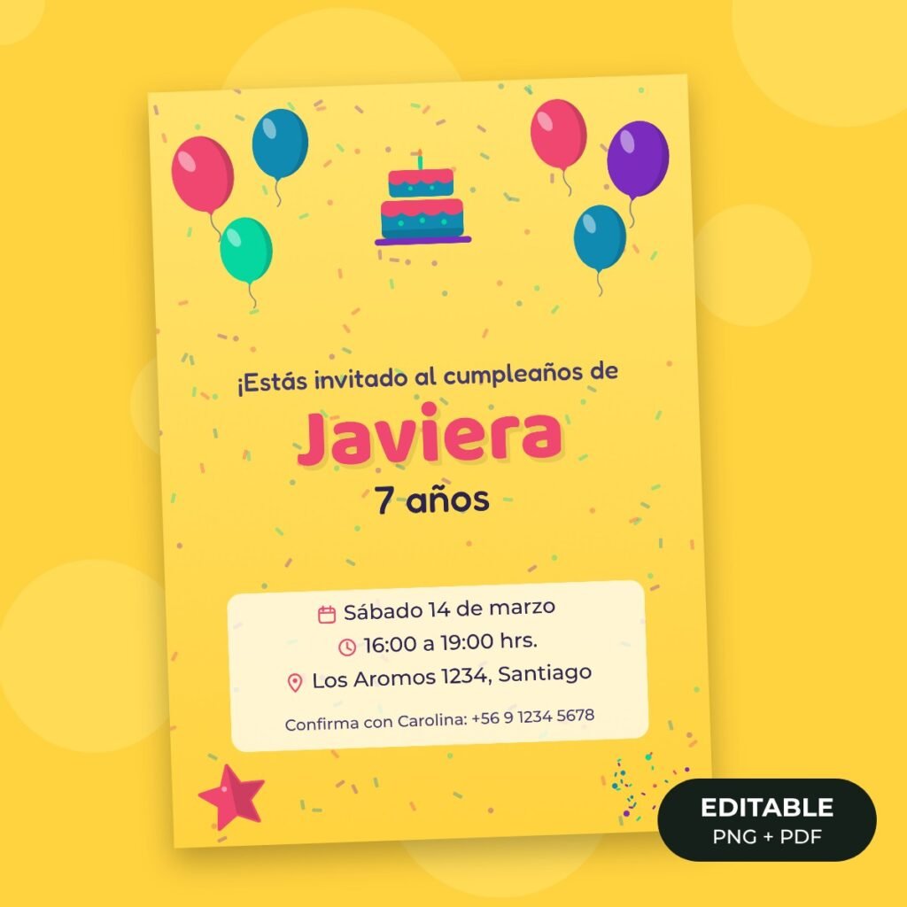 Invitación editable: Lluvia de globos