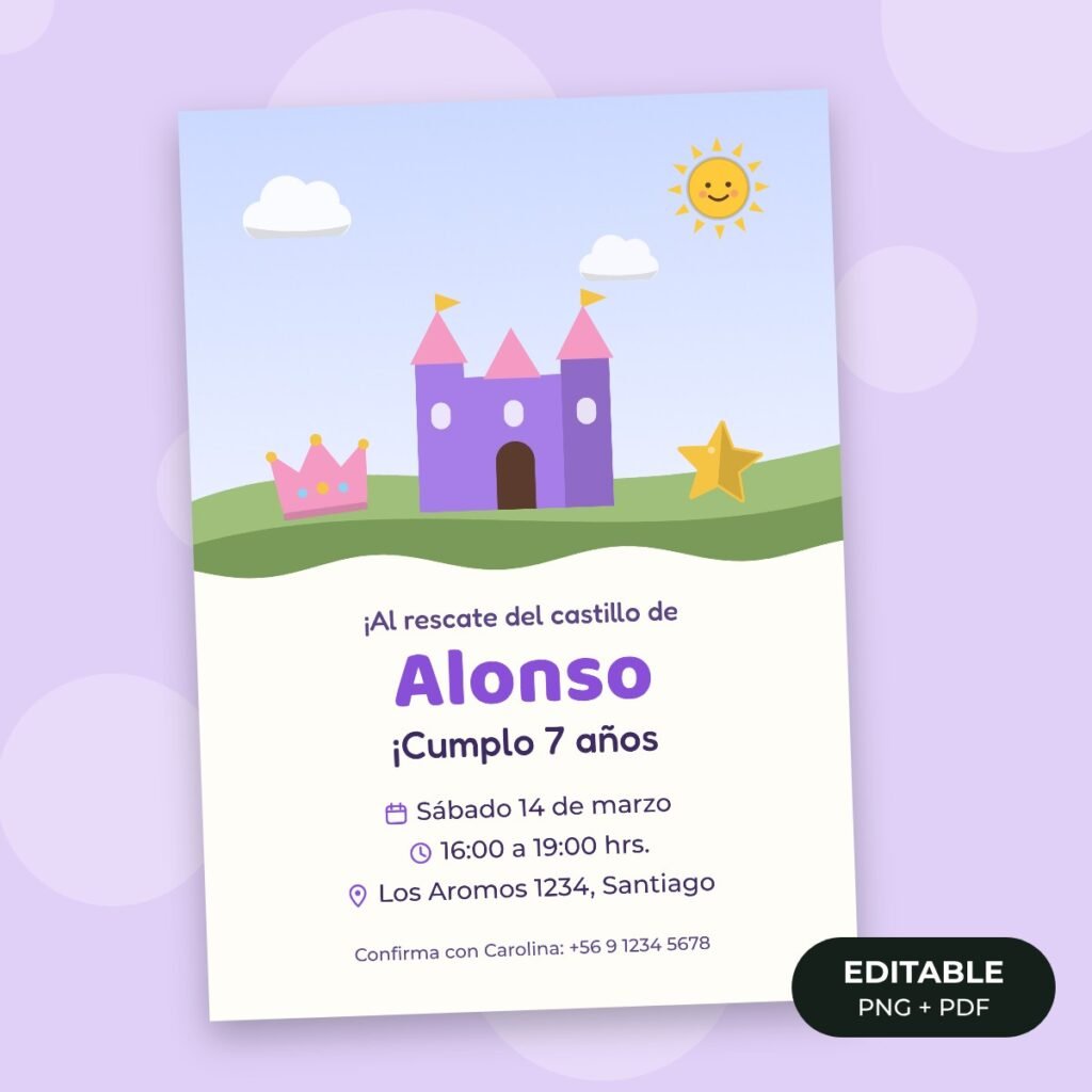 Invitación editable: Caballeros y castillos