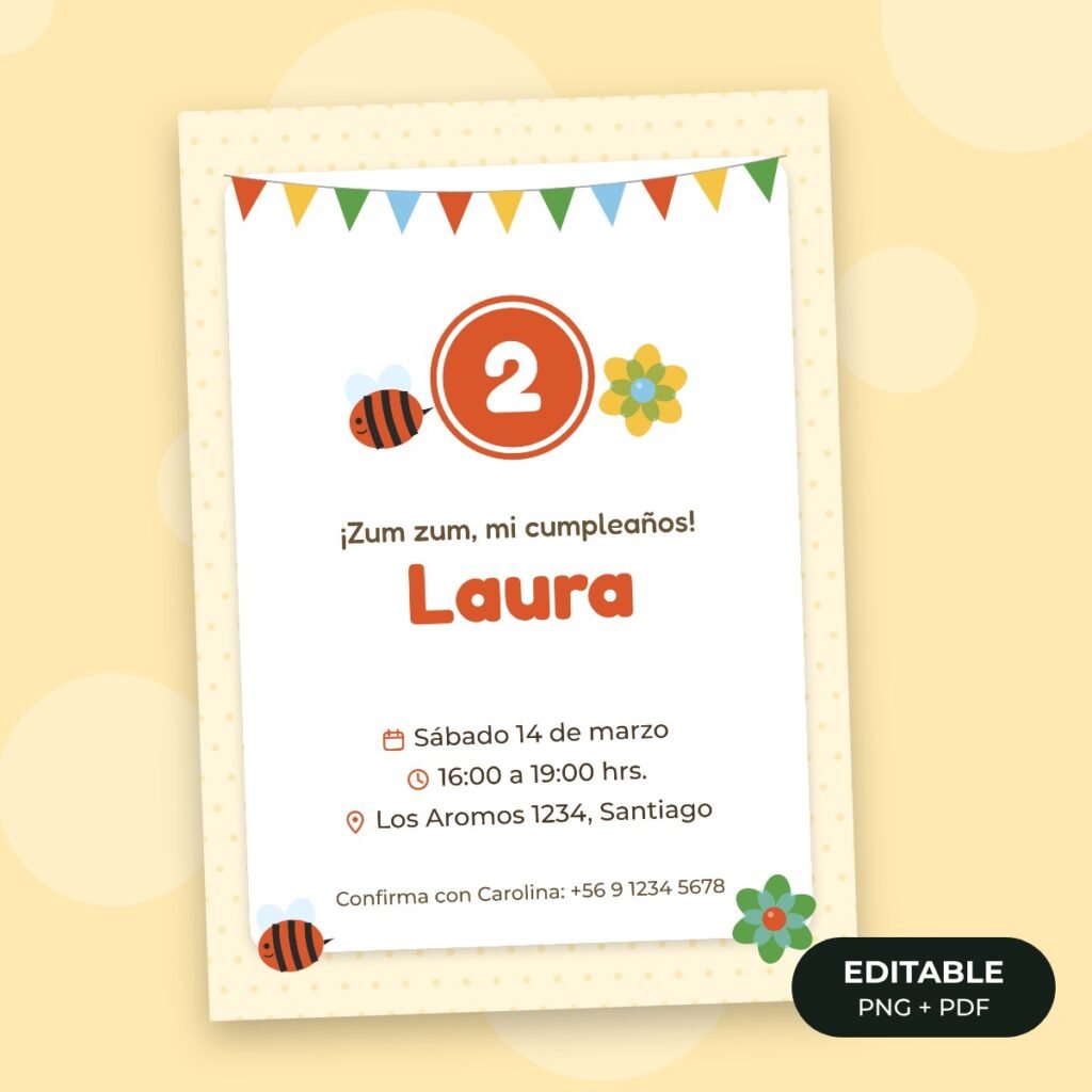 Invitación editable: Abejitas dulces