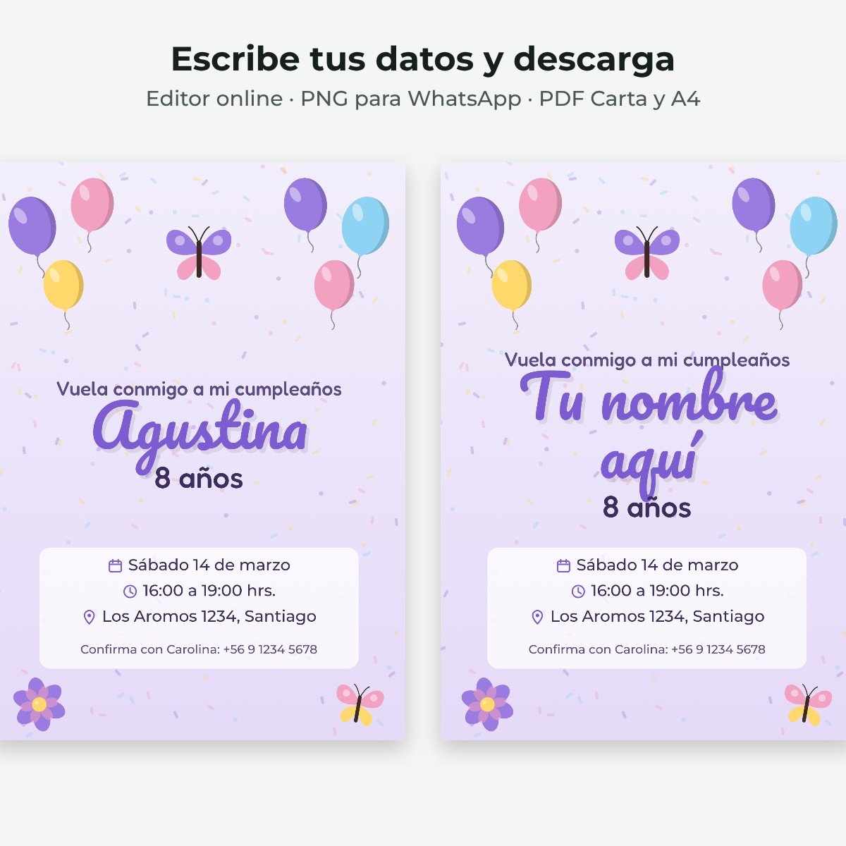 Ejemplo editable: Mariposas de colores