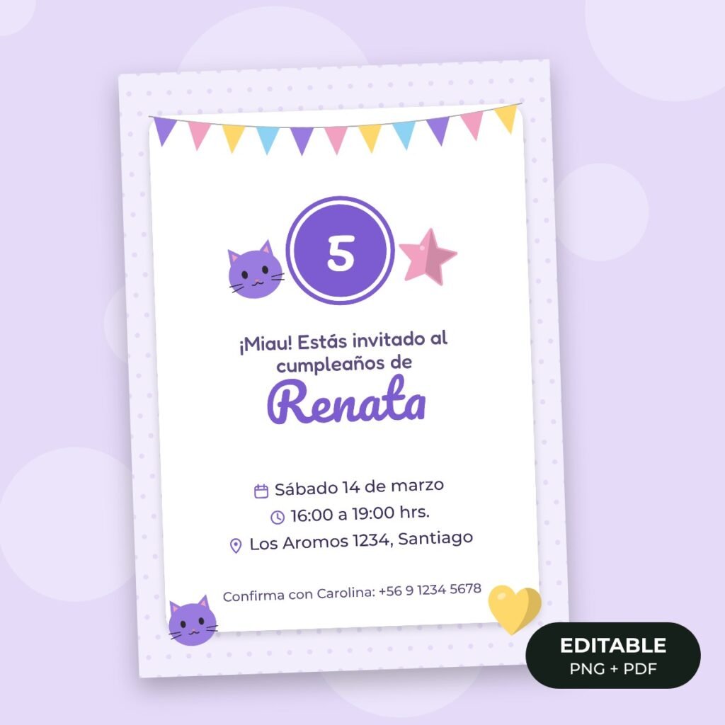 Invitación editable: Gatitos juguetones