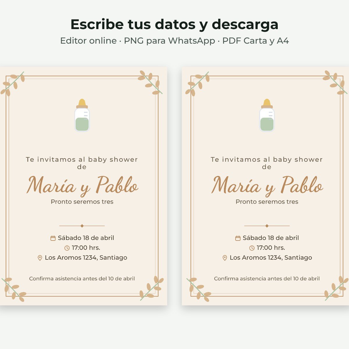 Ejemplo editable: Baby shower neutro