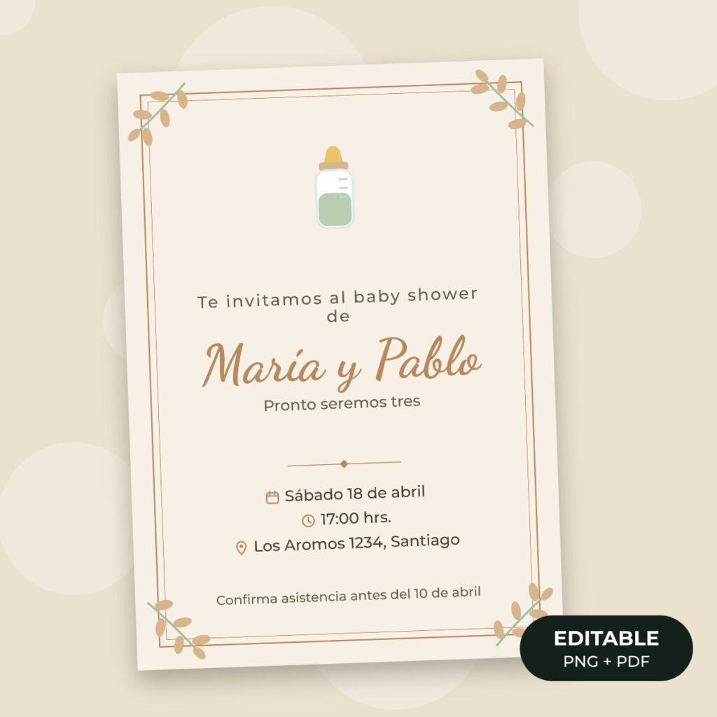 Invitación editable: Baby shower neutro