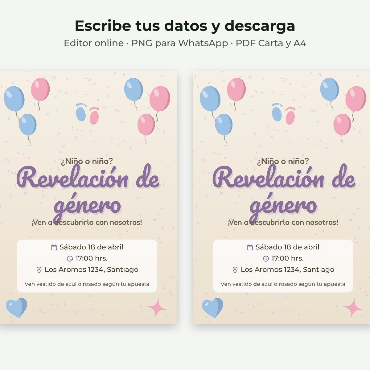 Ejemplo editable: Revelación de género