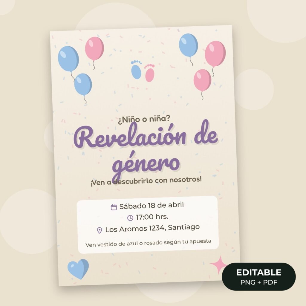 Invitación editable: Revelación de género