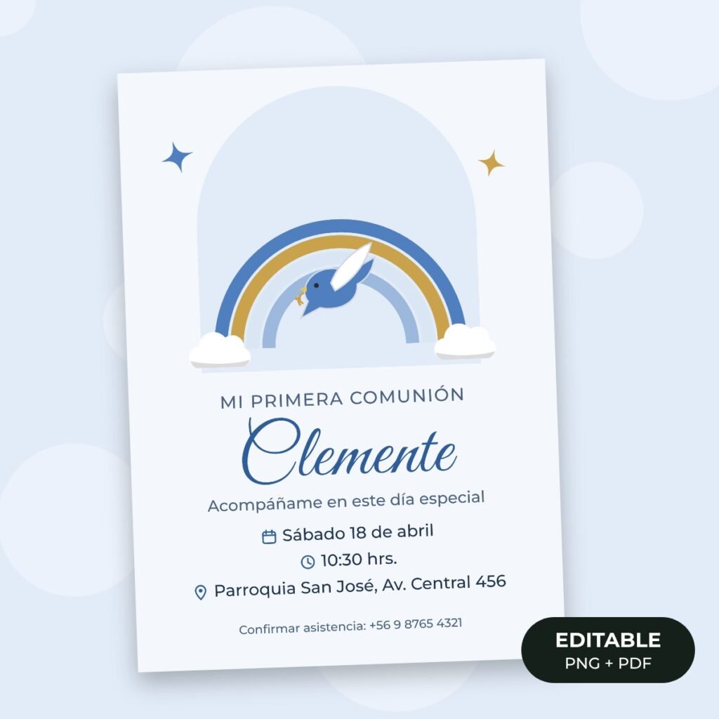 Invitación editable: Primera comunión paloma